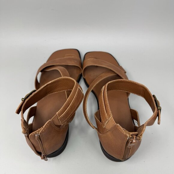 Frye And Co. Tallu Cognac Brown Back Zip Sandals Women's Size 9.5 - Picture 7 of 8